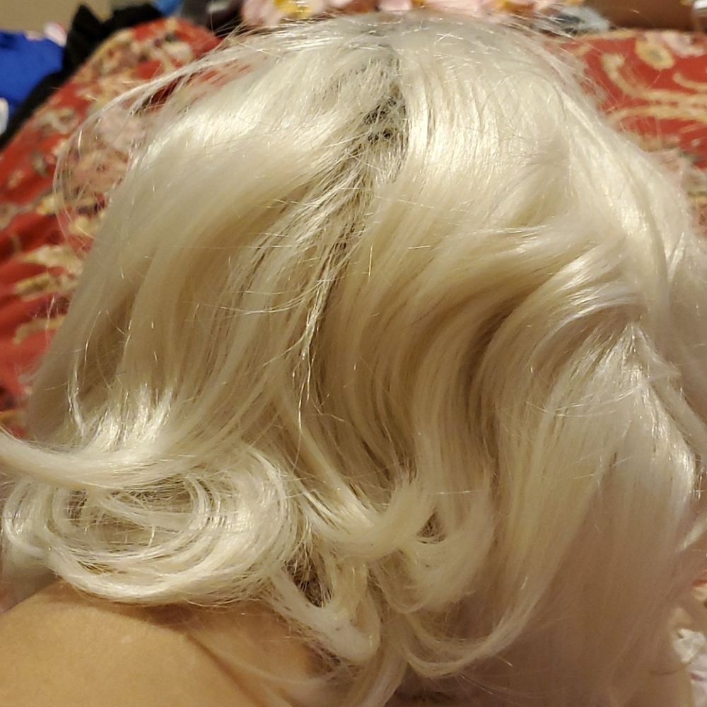 Full Wig, Silver,medium, Black Roots NWT